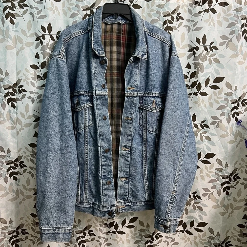 Vintage 80s 90s Levi's Flannel Lined Denim Jacket Trucker Type-3 Made in USA L